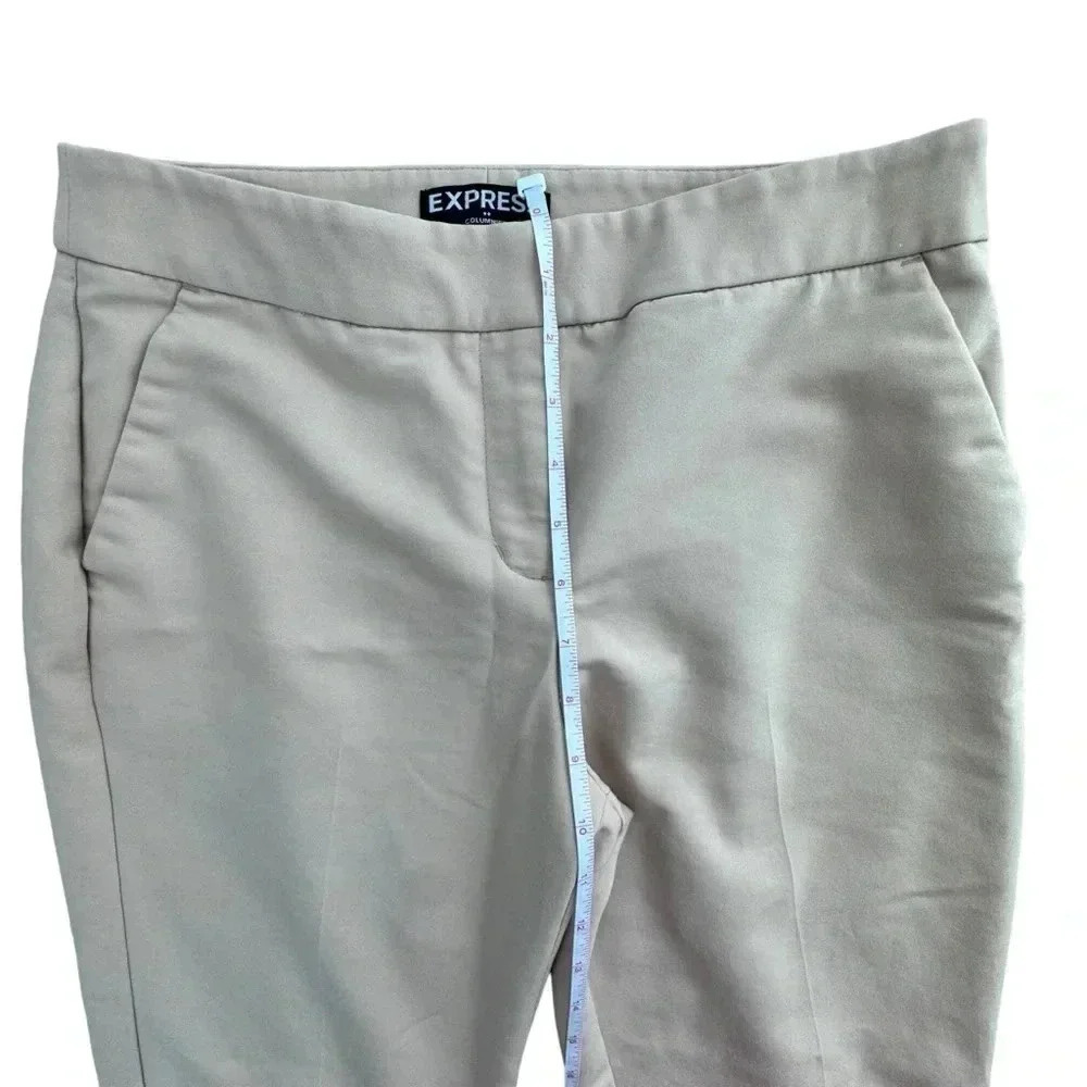 Express Tan/beige three-quarter length office work trousers pants. size 6 - Picture 9 of 14